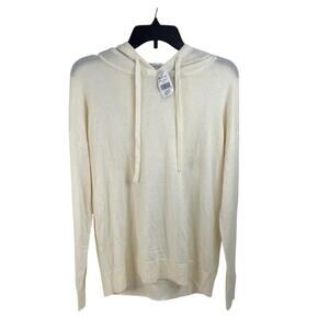Cashmere Blend Ivory Hoodie Sweater Size S NWT
